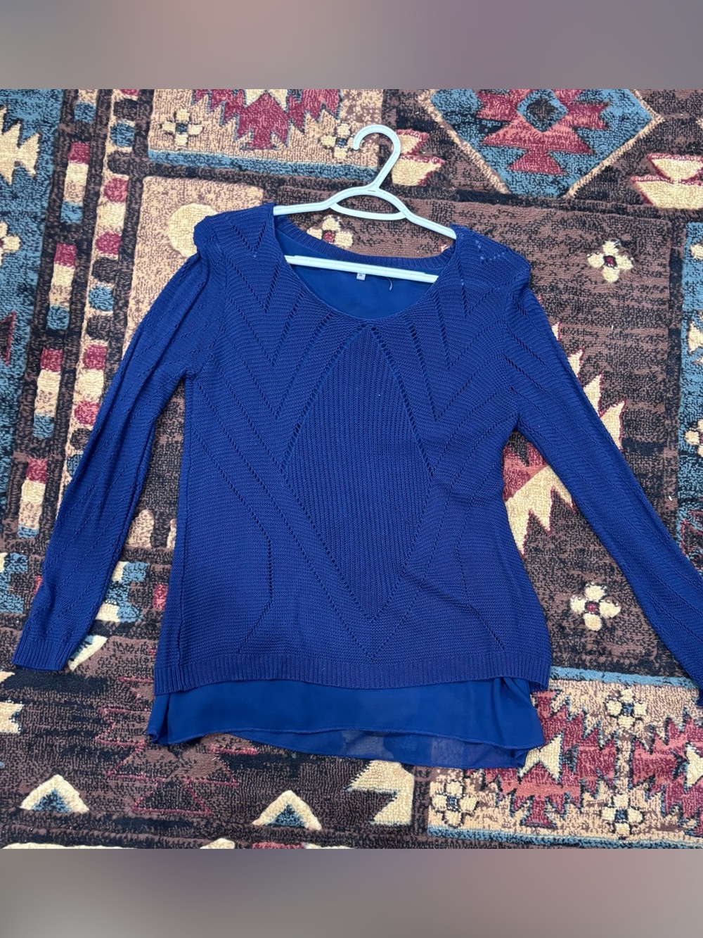 Milano Cobalt Scoop-Neck Layered-Hem Sweater